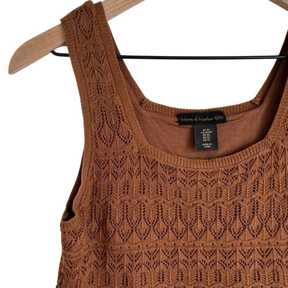 House of Harlow Knitted Peplum Top Brown XS - Picture 4 of 10